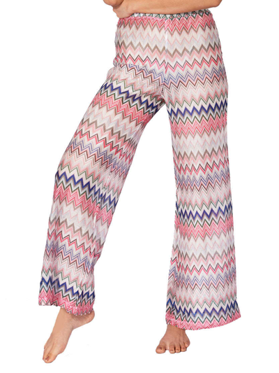 Shop Mc2 Saint Barth Multicolor Pink Knitted Palazzo Pants