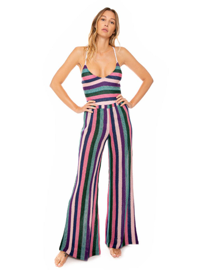 Shop Mc2 Saint Barth Multicolor Knitted Palazzo Pants In Purple