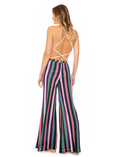 Mc2 Saint Barth Multicolor Knitted Palazzo Pants In Purple