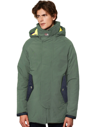 Mc2 Saint Barth Military Green Hooded Windbreaker For Man In Green