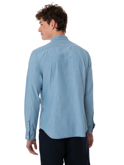 Shop Mc2 Saint Barth Man Light Blue Denim Linen Shirt