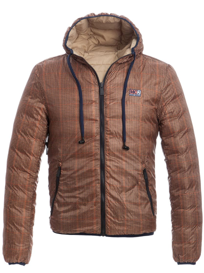 Mc2 Saint Barth Man Double Face Beige Down Jacket In White