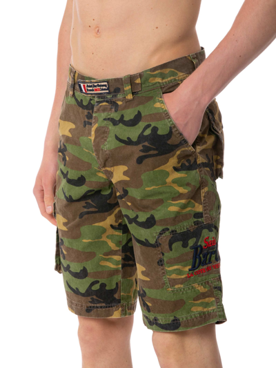 Shop Mc2 Saint Barth Man Camouflage Cargo Bermuda With Pockets In Green