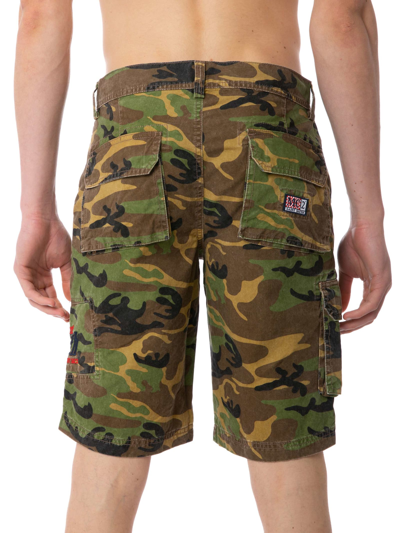 Shop Mc2 Saint Barth Man Camouflage Cargo Bermuda With Pockets In Green