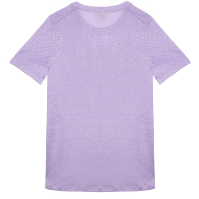 Mc2 Saint Barth Linen T-shirt With Porto Cervo Queen Embroidery In Purple