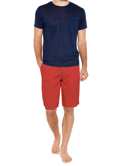 Mc2 Saint Barth Linen Bermuda Red Shorts In Red