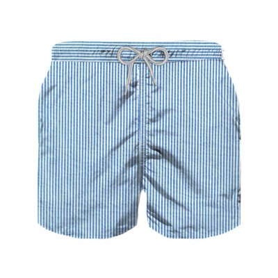 Shop Mc2 Saint Barth Light Blue Striped Cotton Swim Shorts For New Born