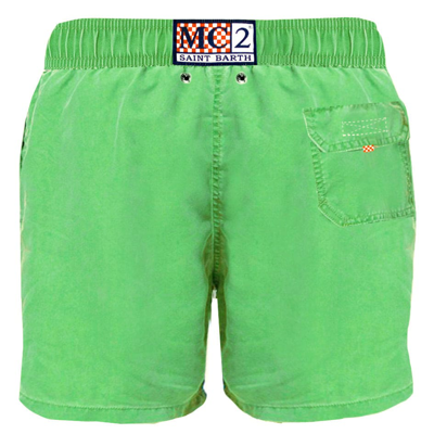 Mc2 Saint Barth Light Green Delavè Mans Swim Shorts In Green