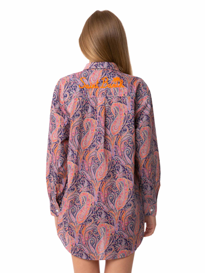 Mc2 Saint Barth Liberty Fabric Cotton Shirt With Embroidery In Multicolor