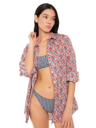 Mc2 Saint Barth Liberty Print Cotton Shirt In Blue
