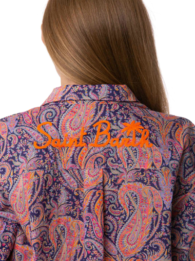 Shop Mc2 Saint Barth Brigitte Cotton Shirt With Liberty Flower Print Made With Liberty Fabric In Multicolor