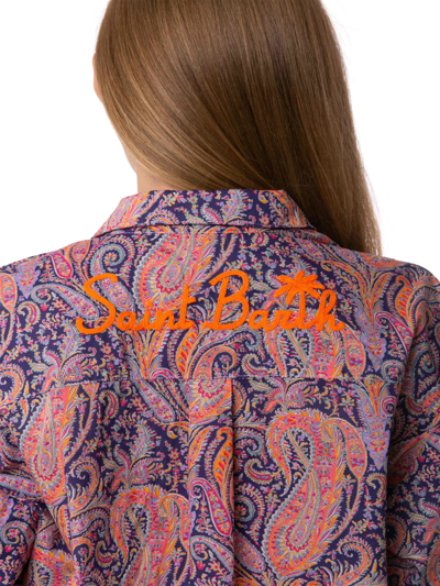 Mc2 Saint Barth Liberty Fabric Cotton Shirt With Embroidery In Multicolor