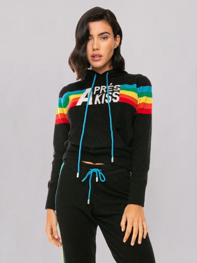 Shop Mc2 Saint Barth Knitted Sweatshirt With Rainbow Intarsia In Black