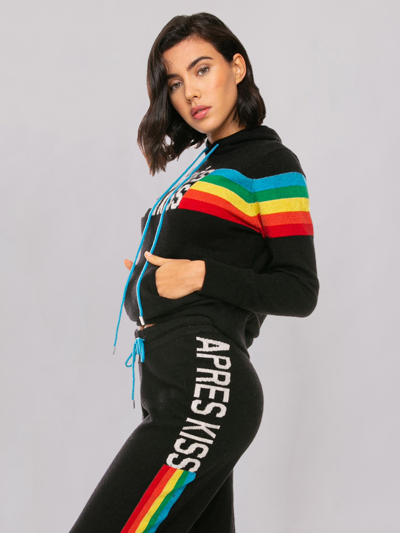 Shop Mc2 Saint Barth Knitted Sweatshirt With Rainbow Intarsia In Black