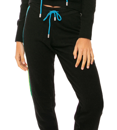 Shop Mc2 Saint Barth Knitted Sweatpants With Rainbow Intarsia In Black