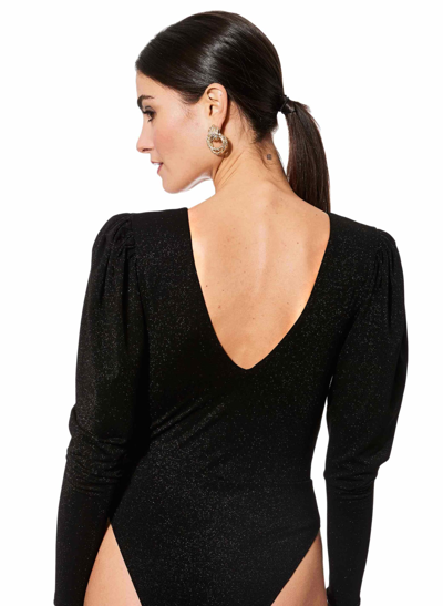 Mc2 Saint Barth Knitted Glitter Black One Piece Swimsuit / Bodywear In Black