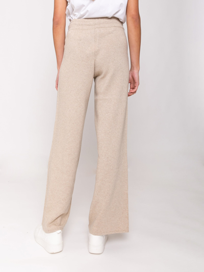 Mc2 Saint Barth Knitted Beige Palazzo Pants In Brown