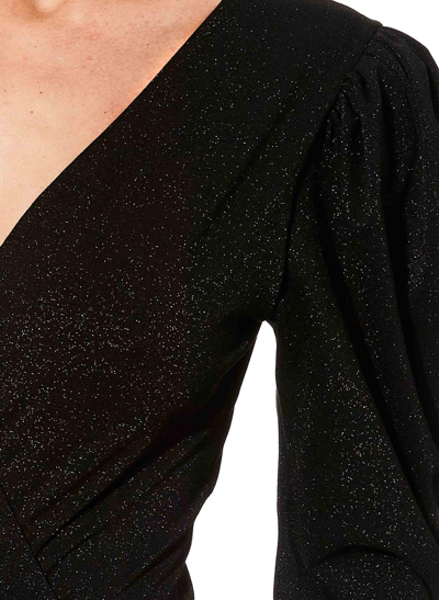 Mc2 Saint Barth Knitted Glitter Black One Piece Swimsuit / Bodywear In Black
