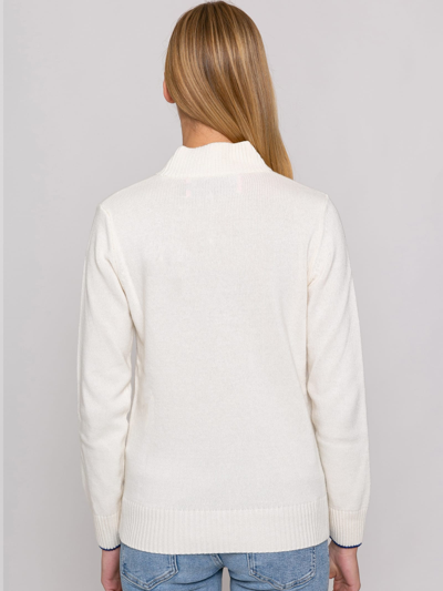Mc2 Saint Barth Half Turtleneck Sweater Ice Girl Lurex Graphic In White