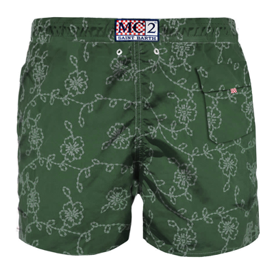 Mc2 Saint Barth Green Embroidered Swim Shorts In Green