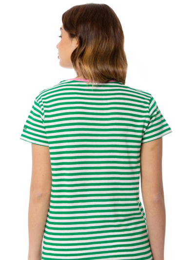 Mc2 Saint Barth Green Cotton T-shirt With Madame À La Plage Embroidery In Green