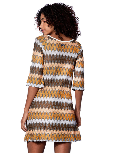 Mc2 Saint Barth Gold Knitted Mini Dress In Brown