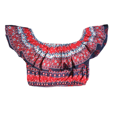 Mc2 Saint Barth Girl Crop Top With Ruffle In Blue