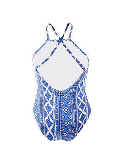 Mc2 Saint Barth Geometric Print One Piece Swimsuit In White
