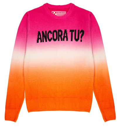 Mc2 Saint Barth Fucsia And Orange Degradé Woman Sweater Ancora Tu Writing In Pink