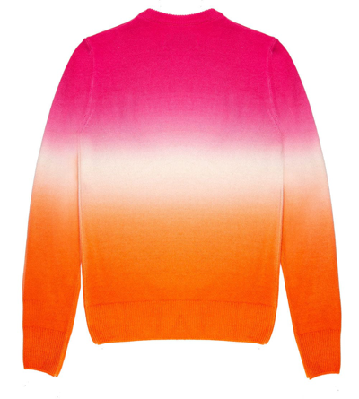 Mc2 Saint Barth Fucsia And Orange Degradé Woman Sweater Ancora Tu Writing In Pink