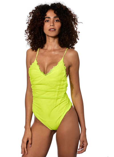 Mc2 Saint Barth Fluo Yellow One Piece Swimsuit In Yellow