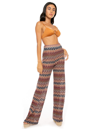 Shop Mc2 Saint Barth Ethnic Pattern Knitted Palazzo Pants In Brown
