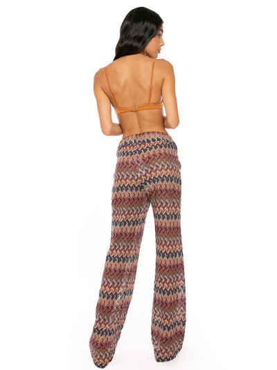 Shop Mc2 Saint Barth Ethnic Pattern Knitted Palazzo Pants In Brown