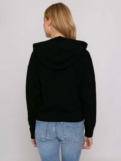 Mc2 Saint Barth Cropped Knit Hoodie With Saint Barth Embroidery In Black