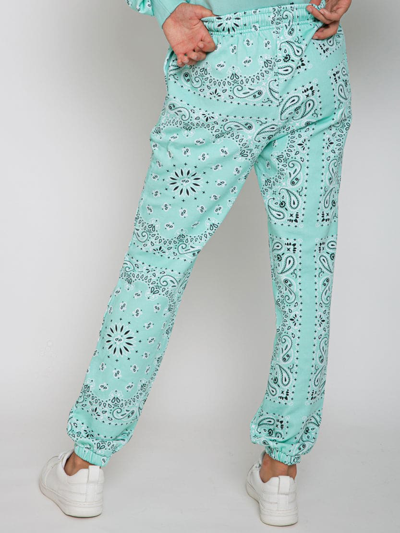 Shop Mc2 Saint Barth Cotton Bandanna Joggers With Saint Barth Embroidery In Green