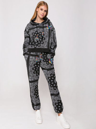 Mc2 Saint Barth Cotton Bandanna Joggers With Saint Barth Embroidery In Black