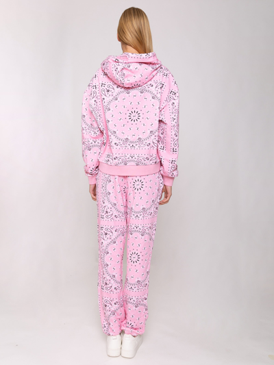 Shop Mc2 Saint Barth Cotton Bandanna Joggers With Saint Barth Embroidery In Pink