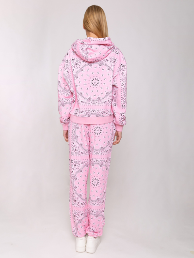 Mc2 Saint Barth Cotton Bandanna Joggers With Saint Barth Embroidery In Pink