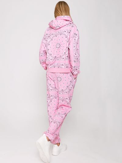 Mc2 Saint Barth Cotton Bandanna Joggers With Saint Barth Embroidery In Pink