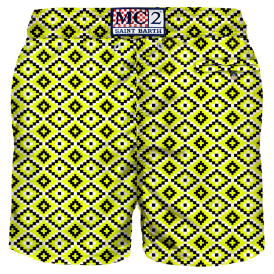 Shop Mc2 Saint Barth Classic Swim Short Chayton Fluo In Yellow