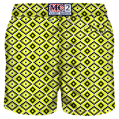 Mc2 Saint Barth Classic Swim Short Chayton Fluo In Yellow