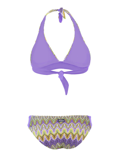 Shop Mc2 Saint Barth Chevron Lilac Knitted Triangle Bikini In Purple