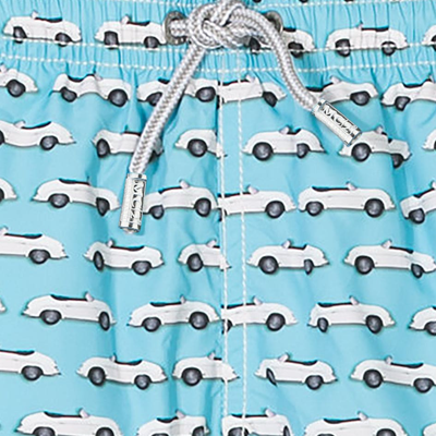 Mc2 Saint Barth Cars Micro Print Light Fabric Swim Shorts In Blue