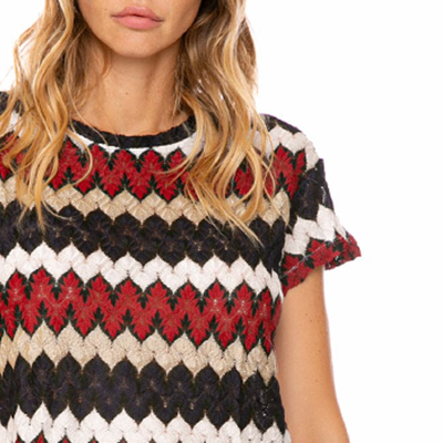 Mc2 Saint Barth Burgundy Chevron Knitted Top In Red