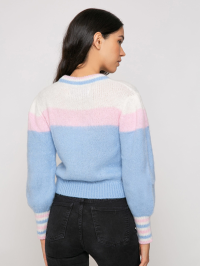 Mc2 Saint Barth Brushed Knit Sweater With Puff Sleeves And St. Barth Embroidery In Pink