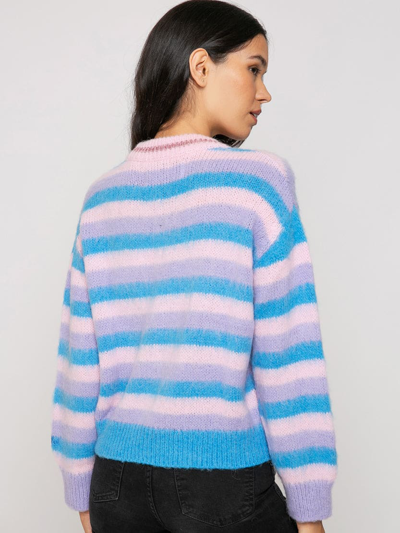 Mc2 Saint Barth Brushed Knit Sweater With Lurex Details In Purple