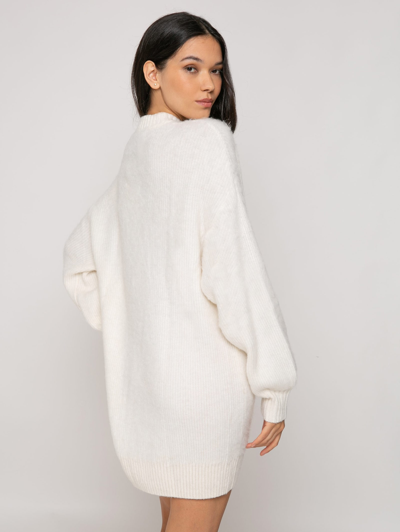 Mc2 Saint Barth Brushed Knit Dress With Its Cold Outside Embroidery In White