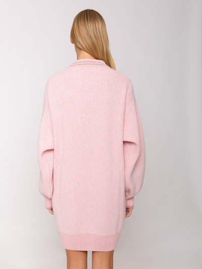 Shop Mc2 Saint Barth Brushed Knit Dress With Belle Rebelle Embroidery In Pink