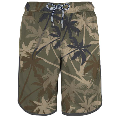 Shop Mc2 Saint Barth Boardshorts With Palms Print In Brown