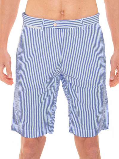 Shop Mc2 Saint Barth Blue Striped Bermuda Shorts